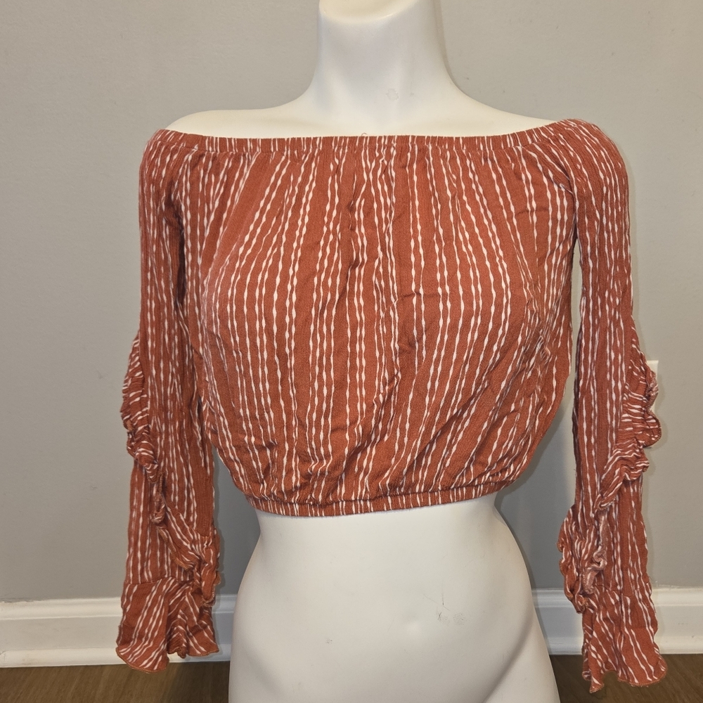 Windsor Striped Off-Shoulder Rust Top